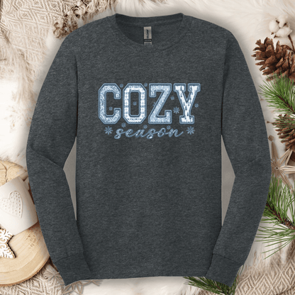 Cozy Season Faux Patchwork Long Sleeve Tee