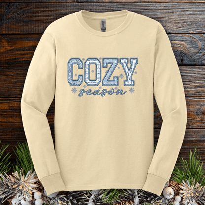 Cozy Season Faux Patchwork Long Sleeve Tee