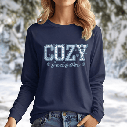 Cozy Season Faux Patchwork Long Sleeve Tee
