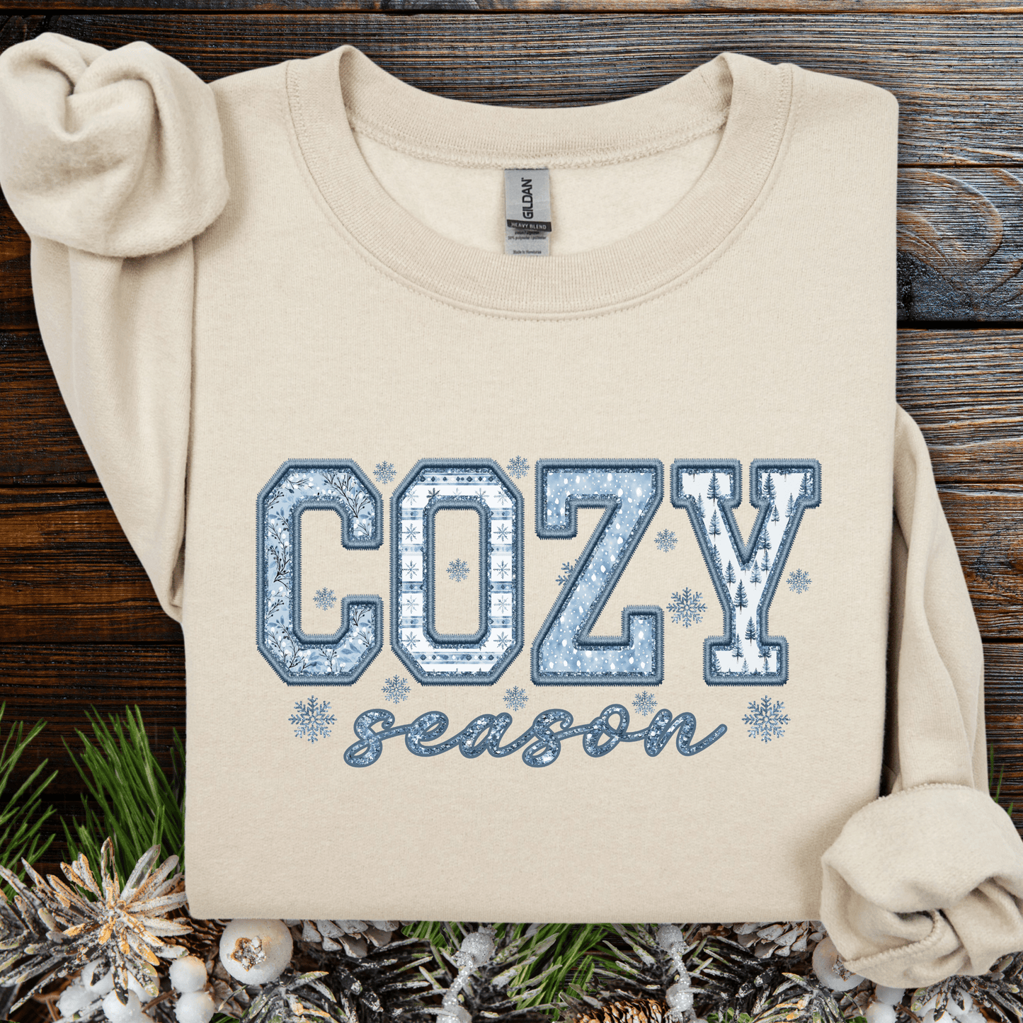 Cozy Season Faux Patchwork Sweatshirt