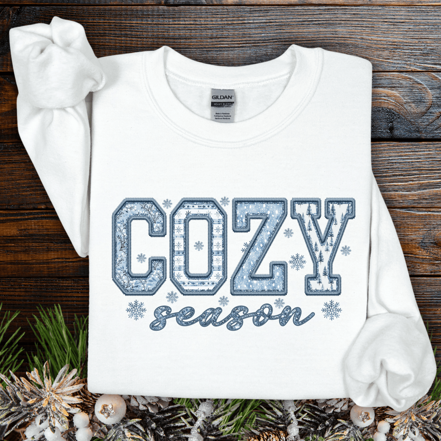 Cozy Season Faux Patchwork Sweatshirt