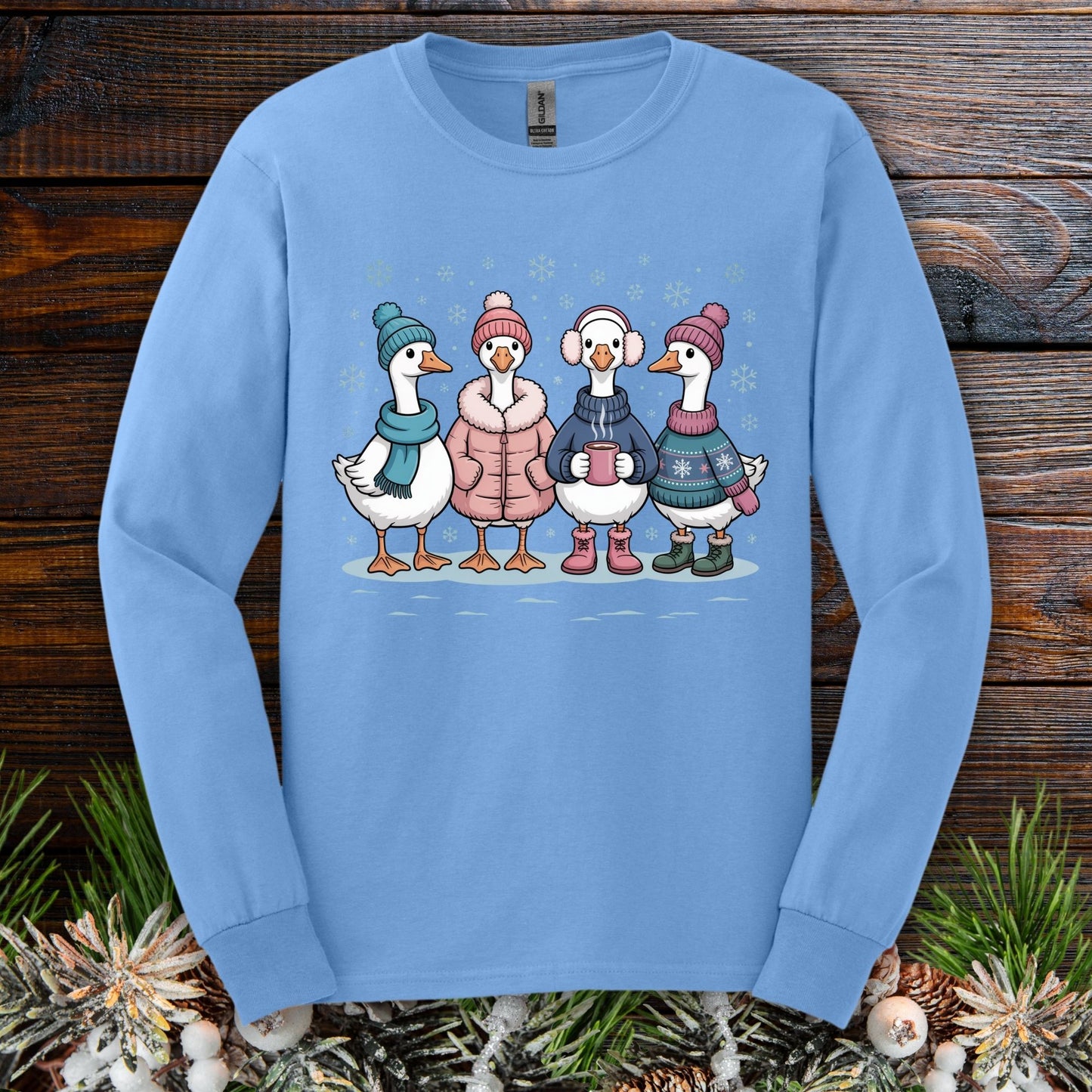 Cozy Winter Geese Winter Long Sleeve Tee