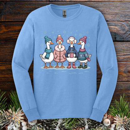 Cozy Winter Geese Winter Long Sleeve Tee
