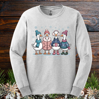 Cozy Winter Geese Winter Long Sleeve Tee