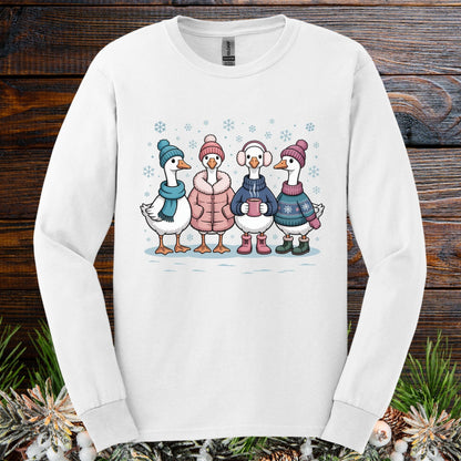 Cozy Winter Geese Winter Long Sleeve Tee