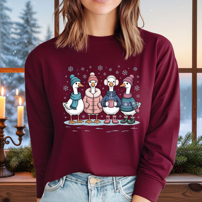 Cozy Winter Geese Winter Long Sleeve Tee