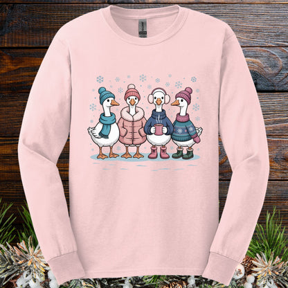 Cozy Winter Geese Winter Long Sleeve Tee