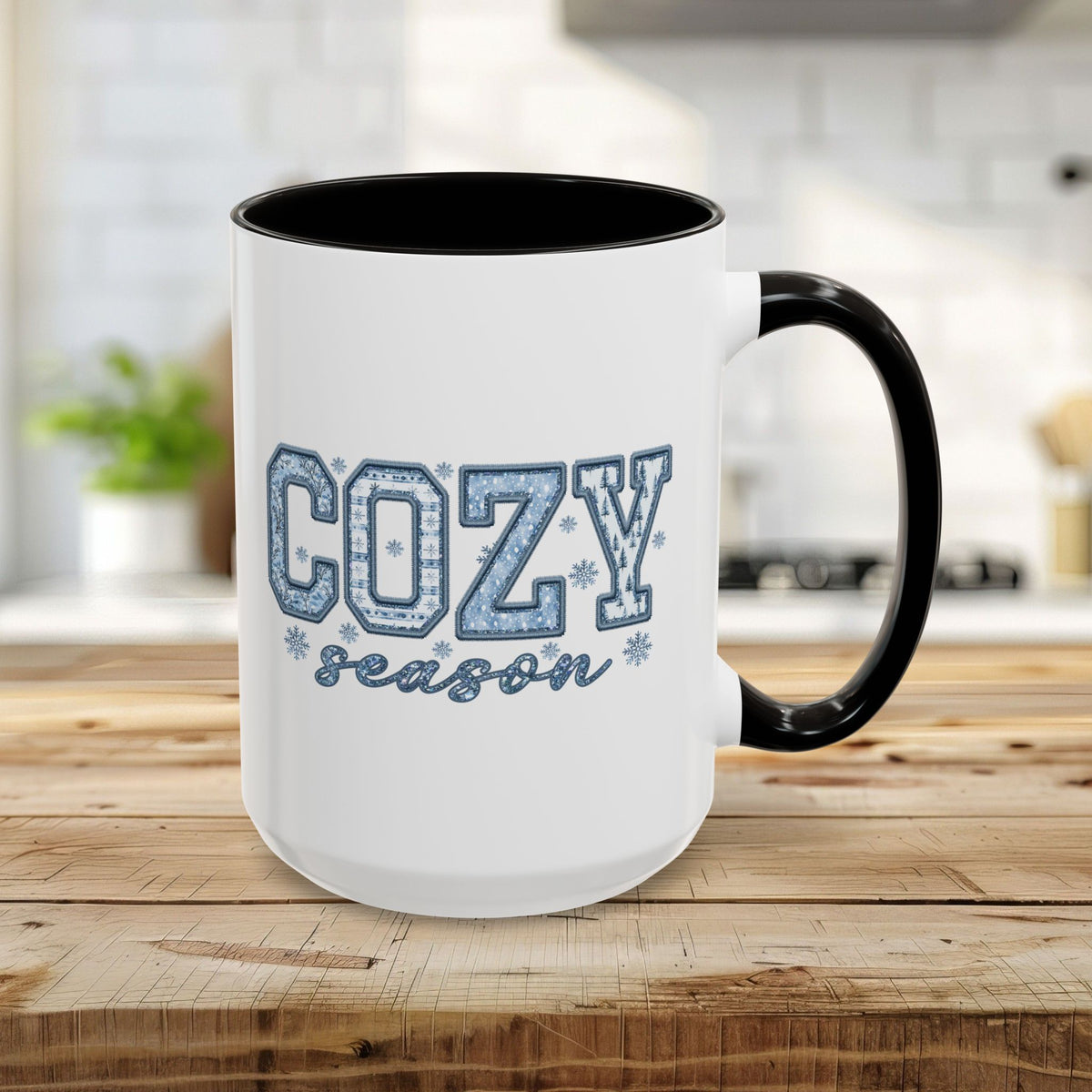 Cozy Winter Season Preppy Patchwork Mug (11/15oz)