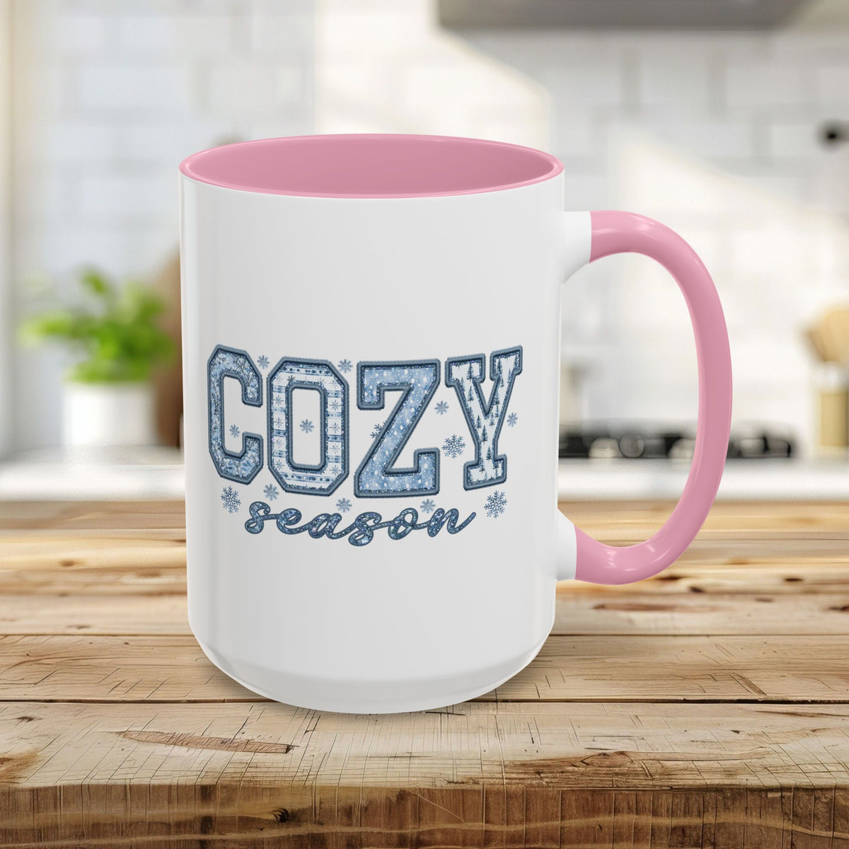 Cozy Winter Season Preppy Patchwork Mug (11/15oz)