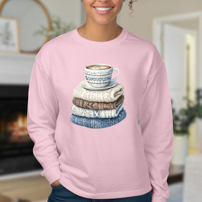 Cozy Winter Wool Sweaters & Coffee Long Sleeve Tee