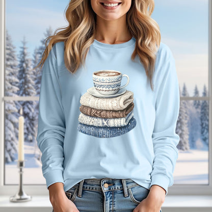 Cozy Winter Wool Sweaters & Coffee Long Sleeve Tee
