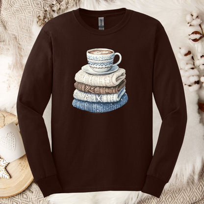 Cozy Winter Wool Sweaters & Coffee Long Sleeve Tee