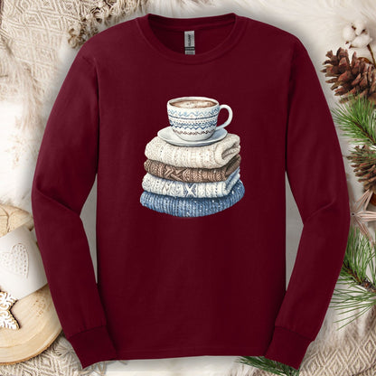 Cozy Winter Wool Sweaters & Coffee Long Sleeve Tee