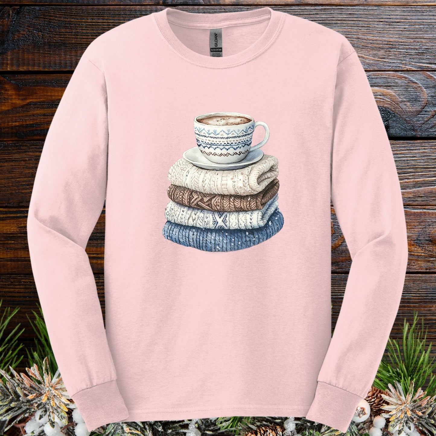 Cozy Winter Wool Sweaters & Coffee Long Sleeve Tee