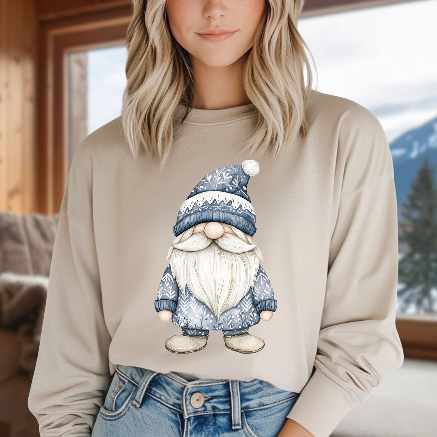 Cozy and Cute Nordic Gnome Long Sleeve Tee