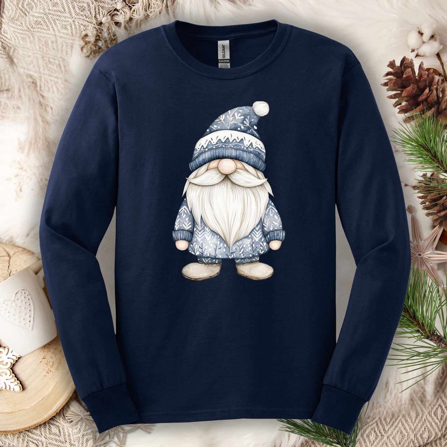 Cozy and Cute Nordic Gnome Long Sleeve Tee