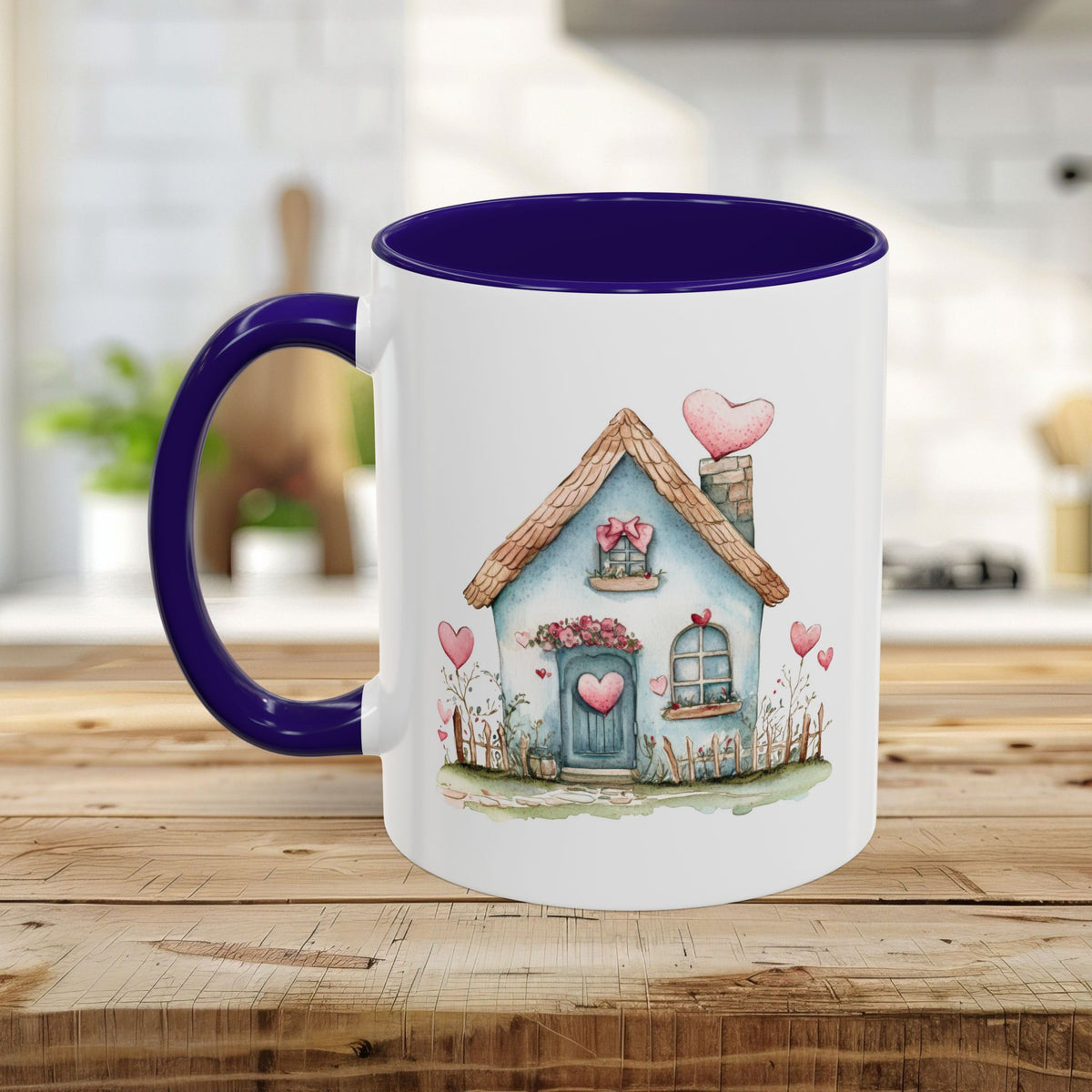 Cute Blue Valentine's Heart Cottage Mug (11/15oz)
