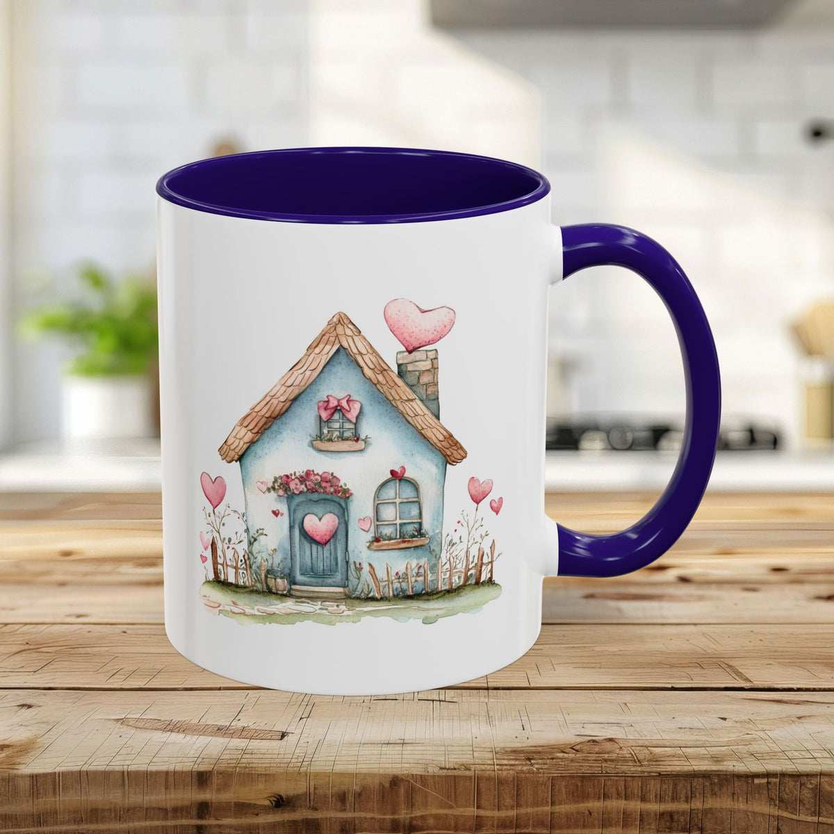 Cute Blue Valentine's Heart Cottage Mug (11/15oz)