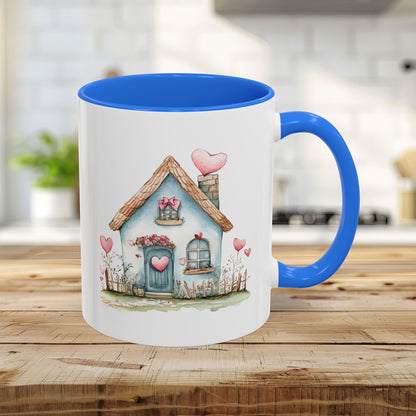 Cute Blue Valentine's Heart Cottage Mug (11/15oz)