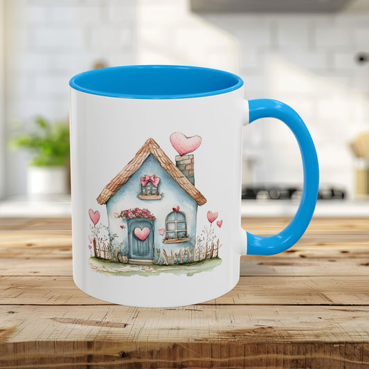 Cute Blue Valentine's Heart Cottage Mug (11/15oz)