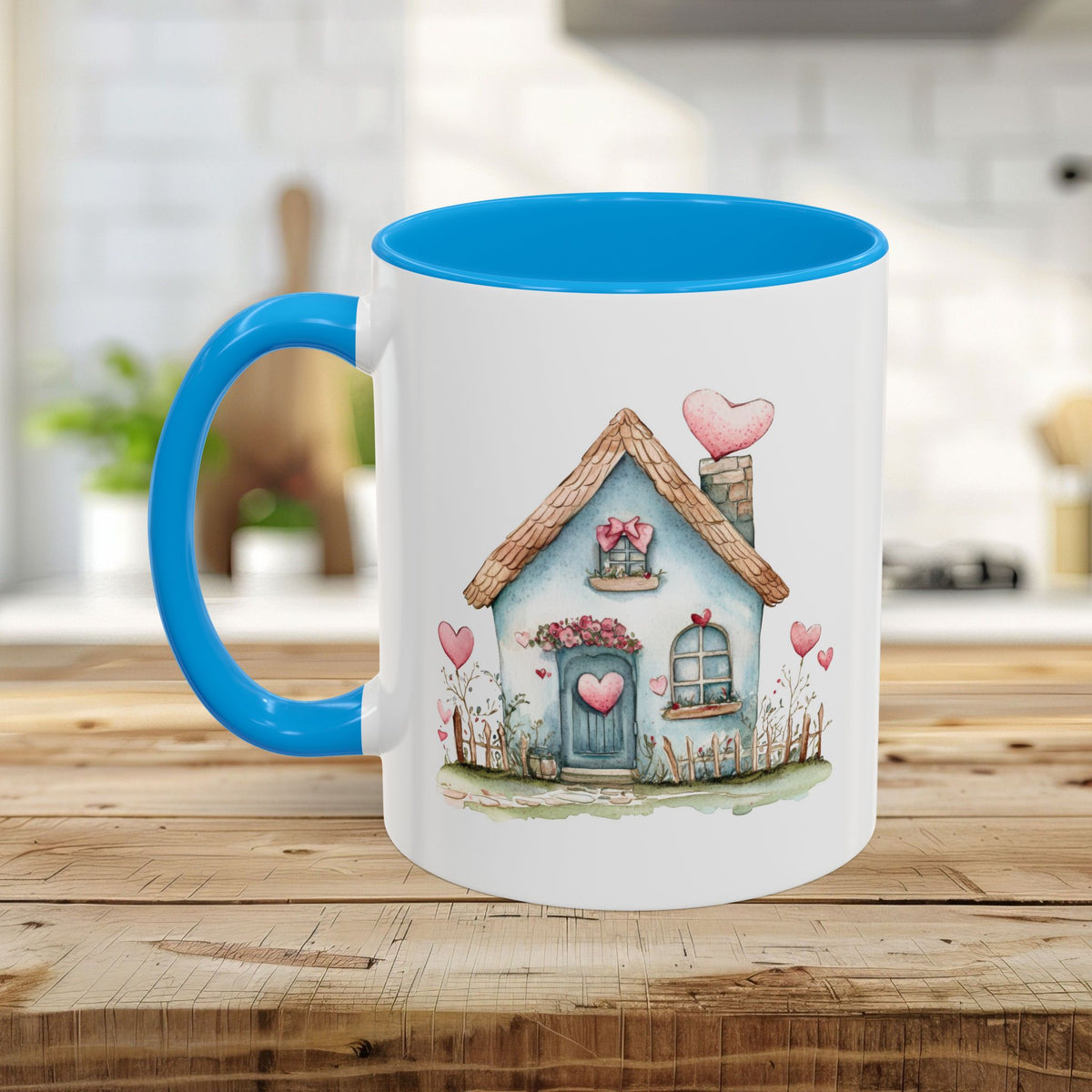 Cute Blue Valentine's Heart Cottage Mug (11/15oz)