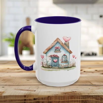 Cute Blue Valentine's Heart Cottage Mug (11/15oz)