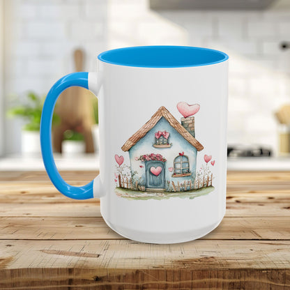Cute Blue Valentine's Heart Cottage Mug (11/15oz)