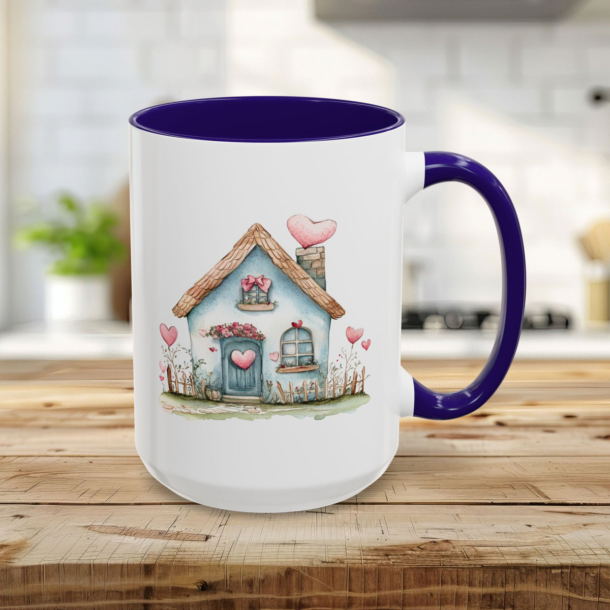 Cute Blue Valentine's Heart Cottage Mug (11/15oz)