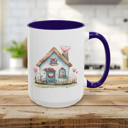 Cute Blue Valentine's Heart Cottage Mug (11/15oz)