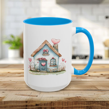 Cute Blue Valentine's Heart Cottage Mug (11/15oz)