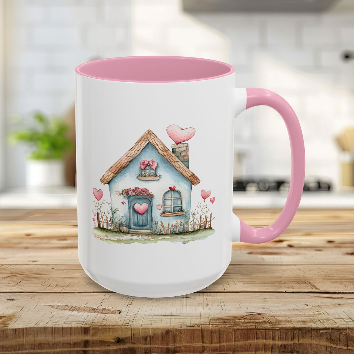 Cute Blue Valentine's Heart Cottage Mug (11/15oz)