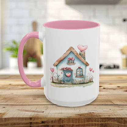 Cute Blue Valentine's Heart Cottage Mug (11/15oz)