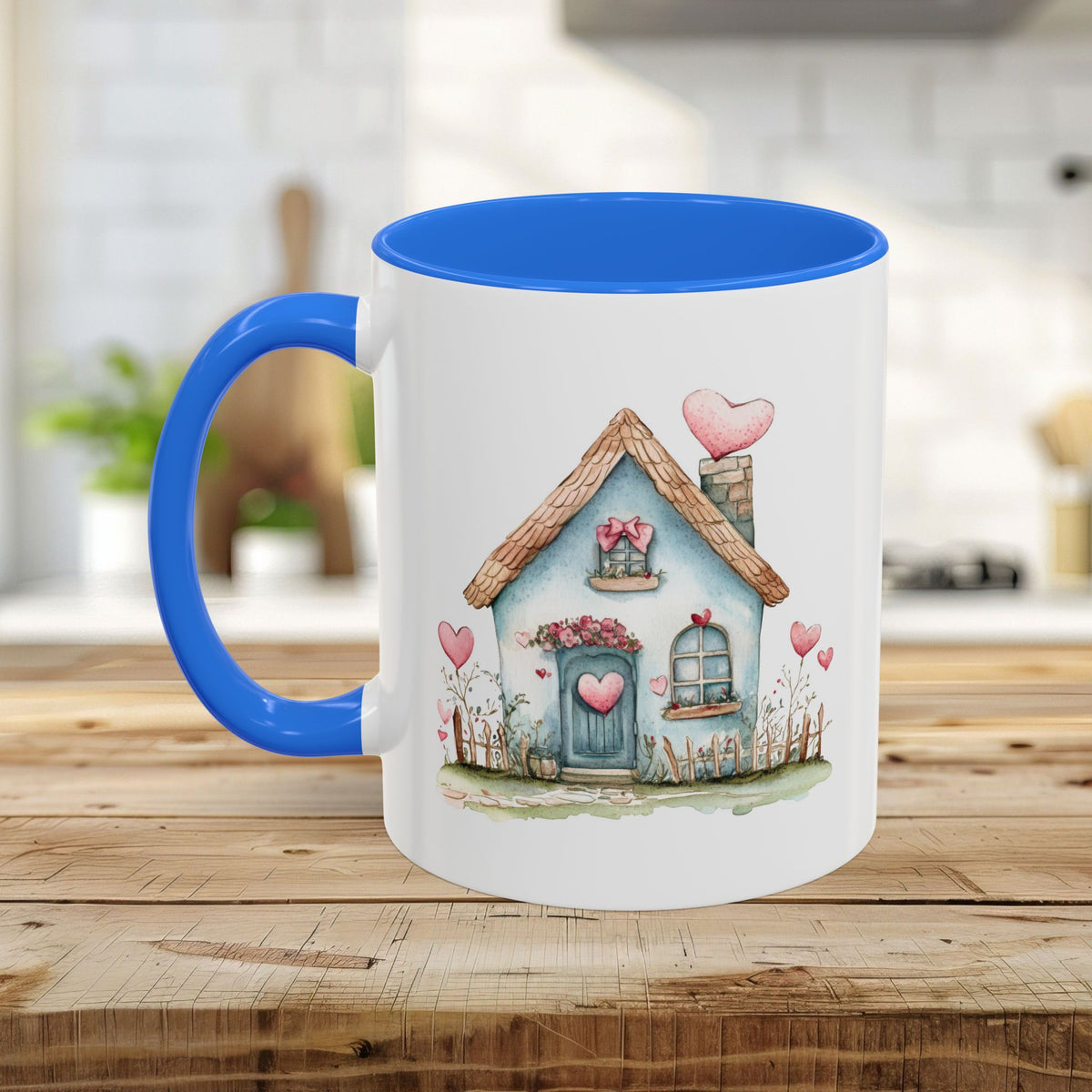Cute Blue Valentine's Heart Cottage Mug (11/15oz)