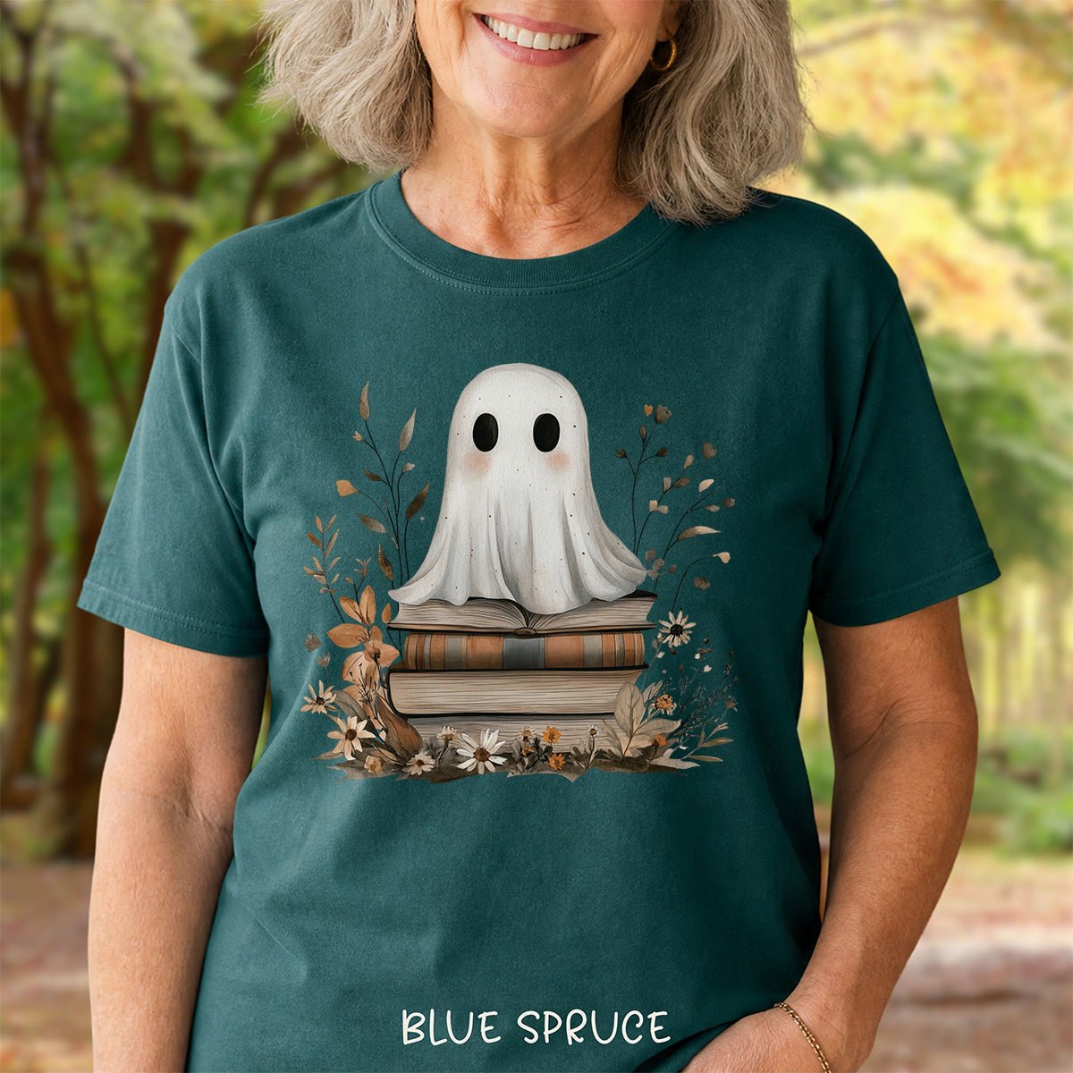 Cute Halloween Ghost Reading T-Shirt