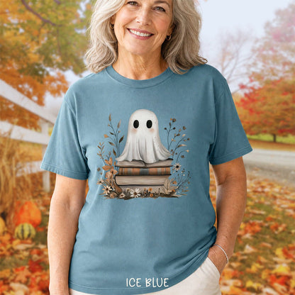 Cute Halloween Ghost Reading T-Shirt