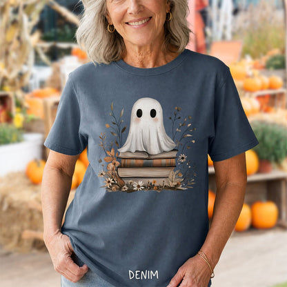 Cute Halloween Ghost Reading T-Shirt