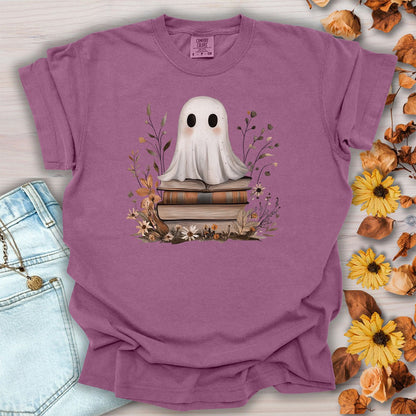 Cute Halloween Ghost Reading T-Shirt