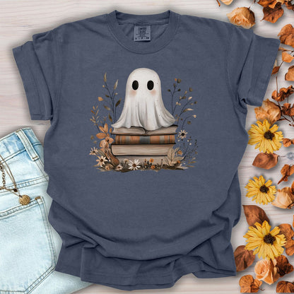 Cute Halloween Ghost Reading T-Shirt