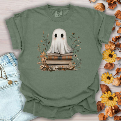 Cute Halloween Ghost Reading T-Shirt