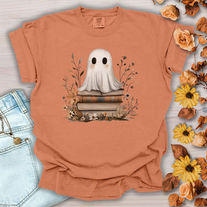 Cute Halloween Ghost Reading T-Shirt