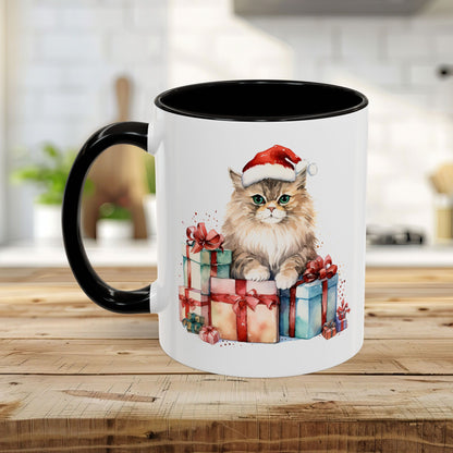 Cute Kitty with Santa Hat & Presents Mug (11/15oz)
