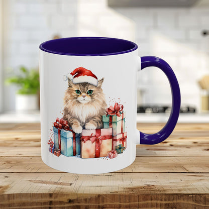 Cute Kitty with Santa Hat & Presents Mug (11/15oz)