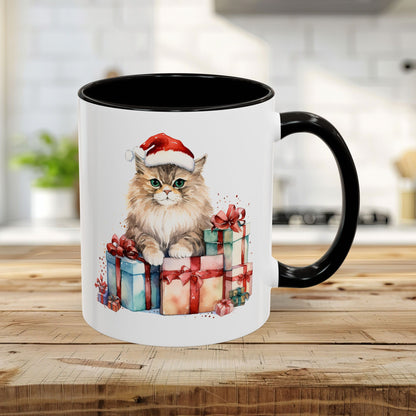 Cute Kitty with Santa Hat & Presents Mug (11/15oz)