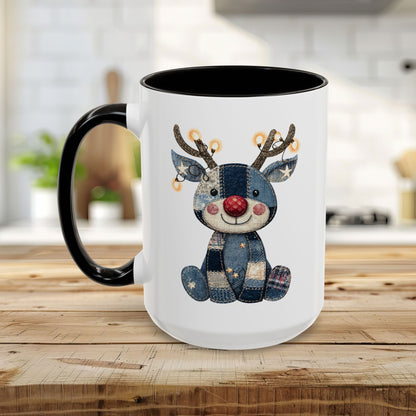 Cute Patchwork Reindeer Coffee Mug (11oz & 15oz)