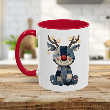 Cute Patchwork Reindeer Coffee Mug (11oz & 15oz)