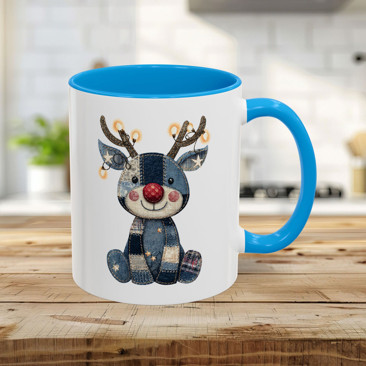 Cute Patchwork Reindeer Coffee Mug (11oz & 15oz)