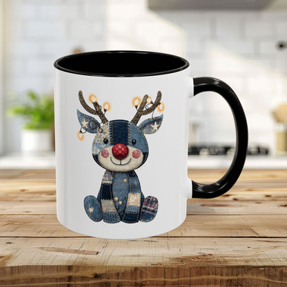 Cute Patchwork Reindeer Coffee Mug (11oz & 15oz)