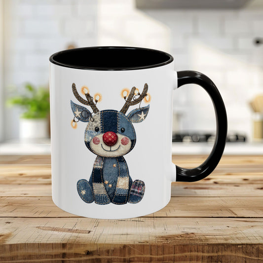 Cute Patchwork Reindeer Coffee Mug (11oz & 15oz)