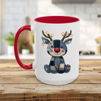 Cute Patchwork Reindeer Coffee Mug (11oz & 15oz)
