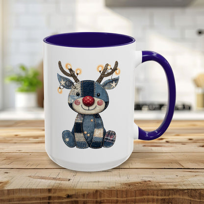 Cute Patchwork Reindeer Coffee Mug (11oz & 15oz)